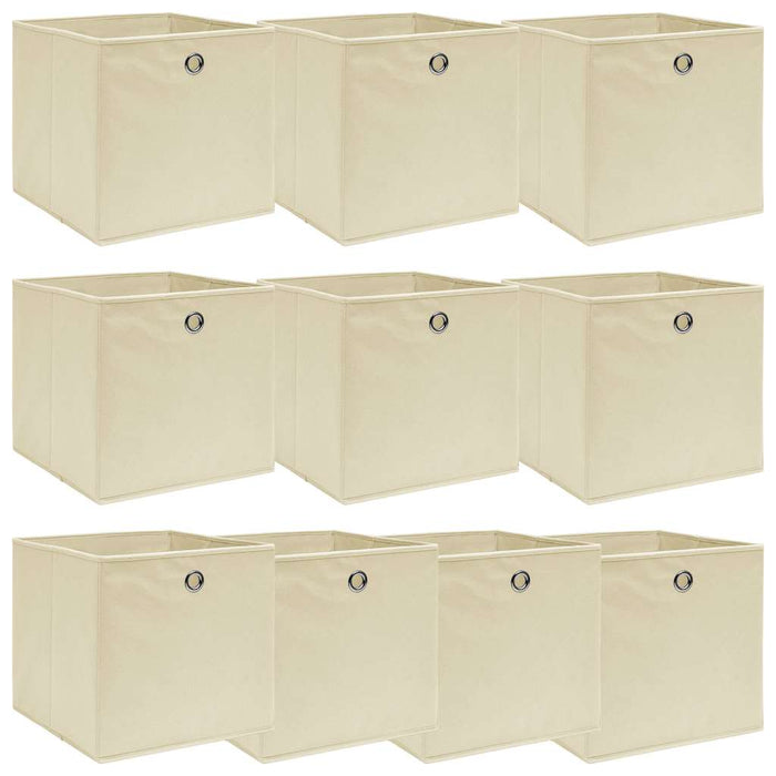 Cutii de depozitare, 10 buc., crem, 32x32x32 cm, textil - WALTI WALTI