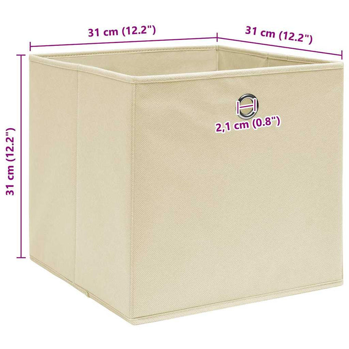 Cutii de depozitare, 10 buc., crem, 32x32x32 cm, textil - WALTI WALTI