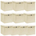 Cutii depozitare cu capace 10 buc. crem, 32x32x32 cm, textil - WALTI WALTI