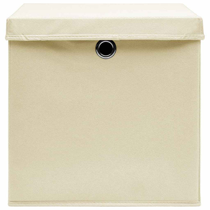 Cutii depozitare cu capace 10 buc. crem, 32x32x32 cm, textil - WALTI WALTI
