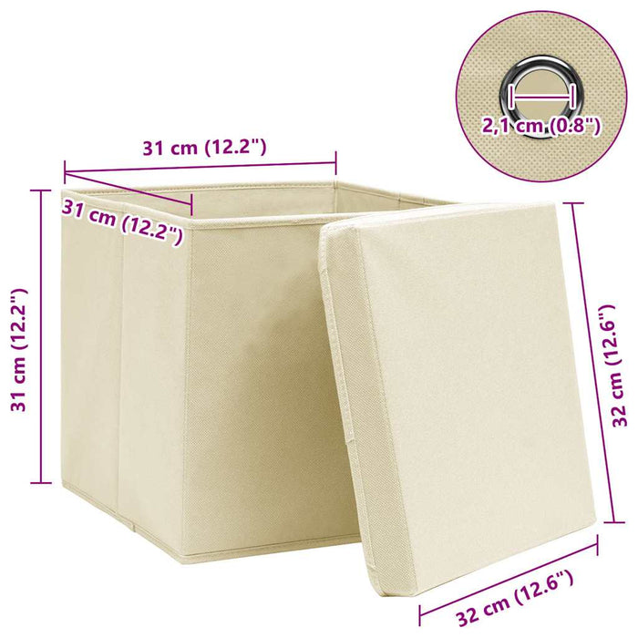 Cutii depozitare cu capace 10 buc. crem, 32x32x32 cm, textil - WALTI WALTI
