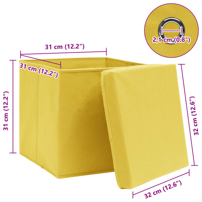 Cutii depozitare cu capace 4 buc., galben, 32x32x32 cm, textil - WALTI WALTI