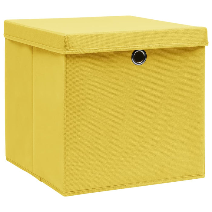 Cutii depozitare cu capace 10 buc. galben, 32x32x32 cm, textil - WALTI WALTI