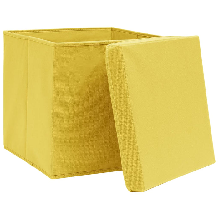 Cutii depozitare cu capace 10 buc. galben, 32x32x32 cm, textil - WALTI WALTI