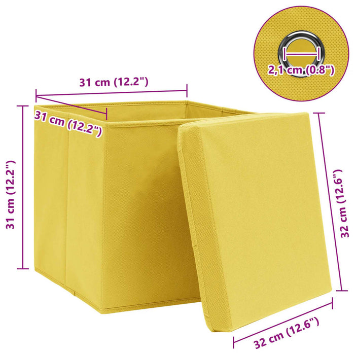 Cutii depozitare cu capace 10 buc. galben, 32x32x32 cm, textil - WALTI WALTI