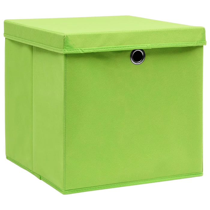 Cutii depozitare cu capace 4 buc. verde, 32x32x32 cm, textil - WALTI WALTI