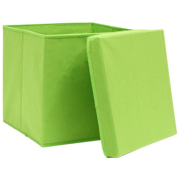 Cutii depozitare cu capace 4 buc. verde, 32x32x32 cm, textil - WALTI WALTI