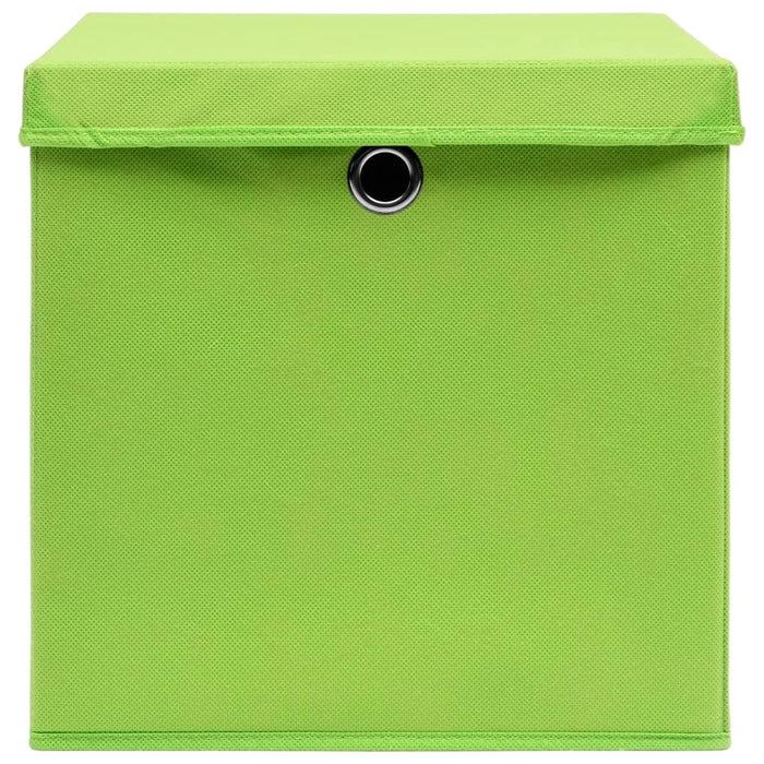 Cutii depozitare cu capace 4 buc. verde, 32x32x32 cm, textil - WALTI WALTI