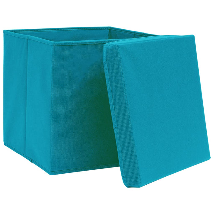Cutii depozitare cu capace 10 buc. albastru 32x32x32 cm, textil WALTI
