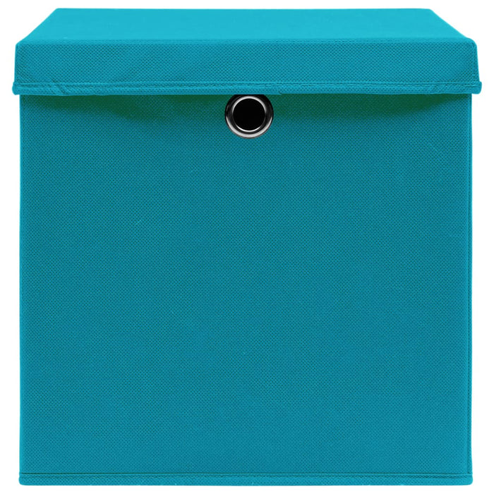 Cutii depozitare cu capace 10 buc. albastru 32x32x32 cm, textil WALTI