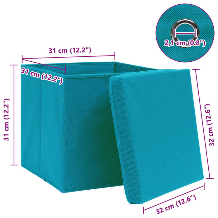 Cutii depozitare cu capace 10 buc. albastru 32x32x32 cm, textil WALTI