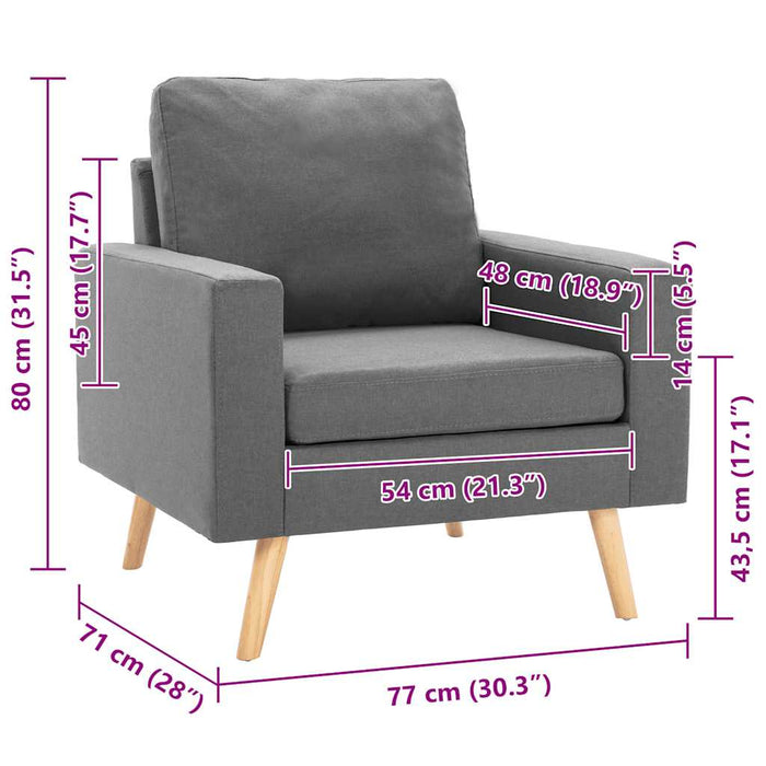 Fotoliu, gri deschis, material textil - WALTI WALTI