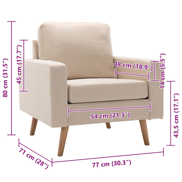 Fotoliu, crem, material textil - WALTI WALTI