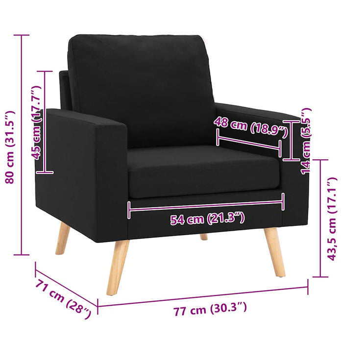 Fotoliu, negru, material textil - WALTI WALTI