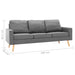 Canapea cu 3 locuri, gri deschis, material textil - WALTI WALTI