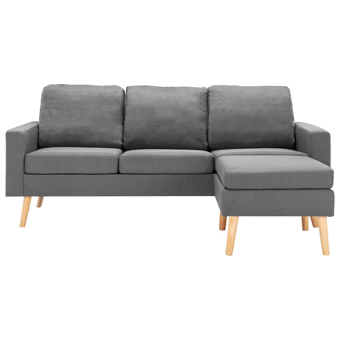 Canapea cu 3 locuri și taburet, gri deschis, material textil WALTI