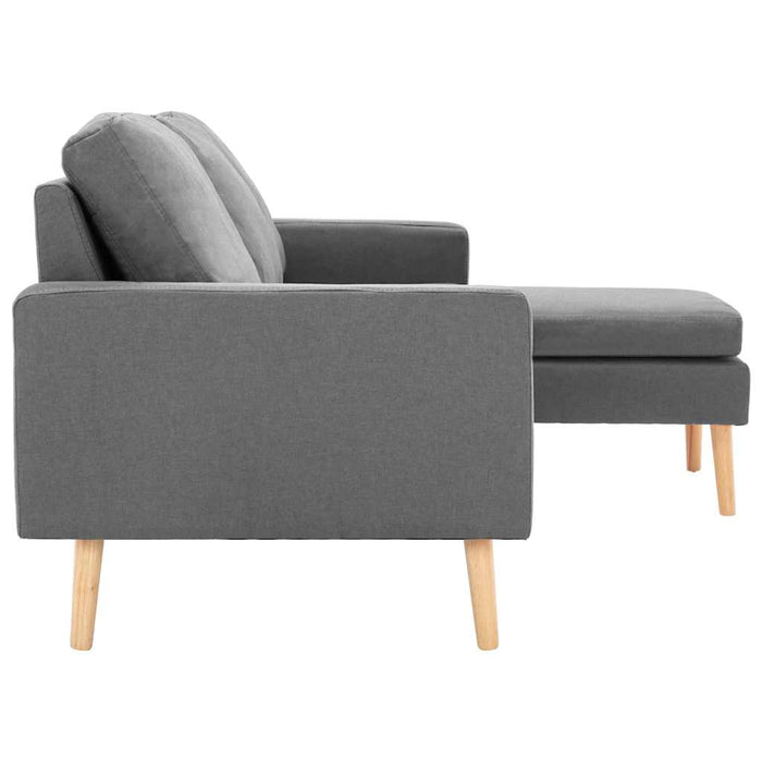 Canapea cu 3 locuri și taburet, gri deschis, material textil WALTI