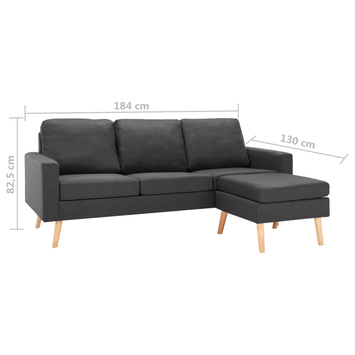 Canapea cu 3 locuri și taburet, gri închis, material textil - WALTI WALTI