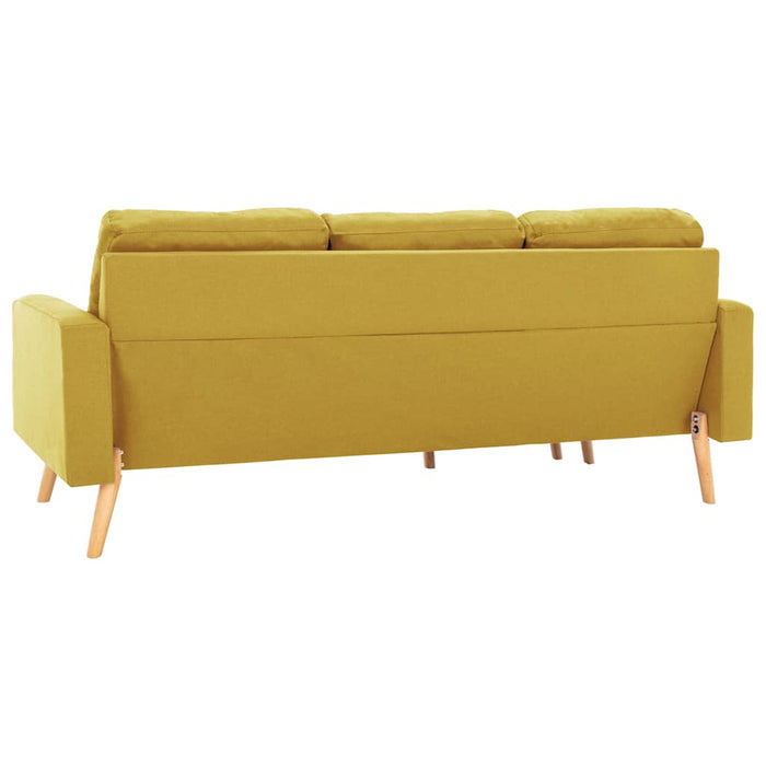 Canapea cu 3 locuri și taburet, galben, material textil WALTI