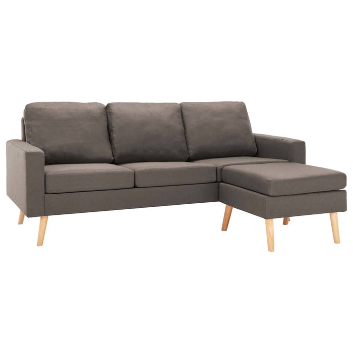 Canapea cu 3 locuri și taburet, gri taupe, material textil WALTI