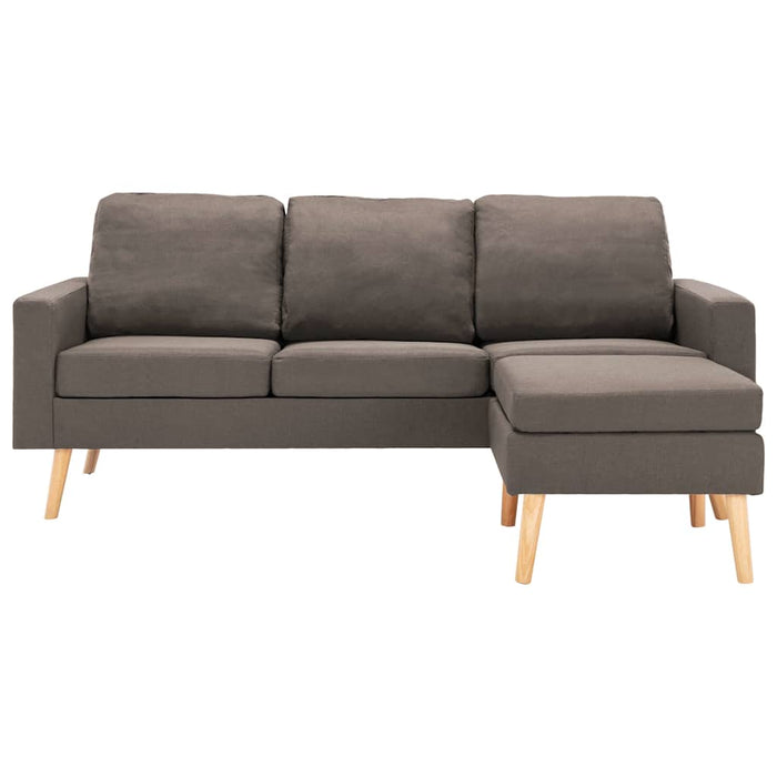 Canapea cu 3 locuri și taburet, gri taupe, material textil WALTI