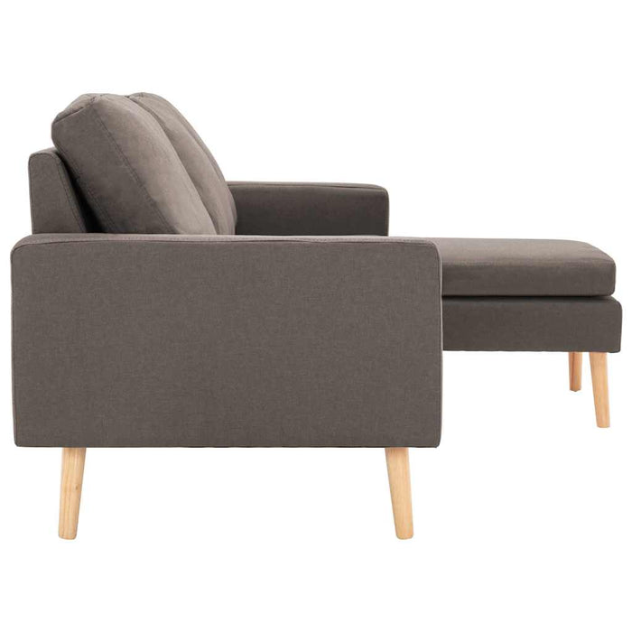 Canapea cu 3 locuri și taburet, gri taupe, material textil WALTI