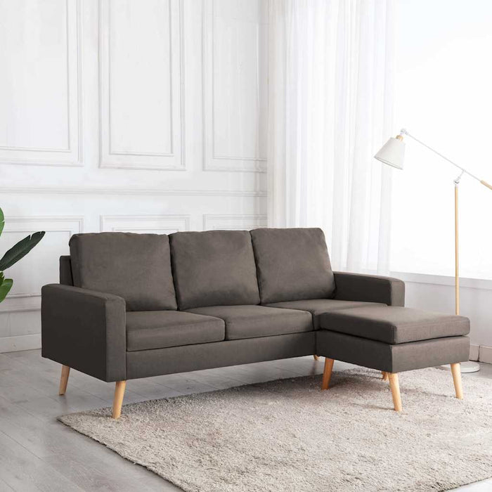Canapea cu 3 locuri și taburet, gri taupe, material textil WALTI