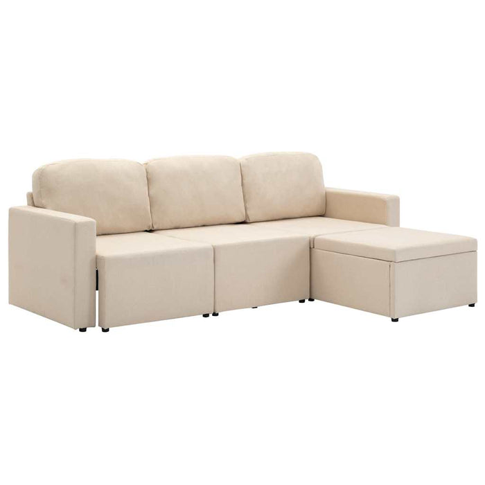 Canapea extensibilă modulară cu 3 locuri, crem, material textil WALTI