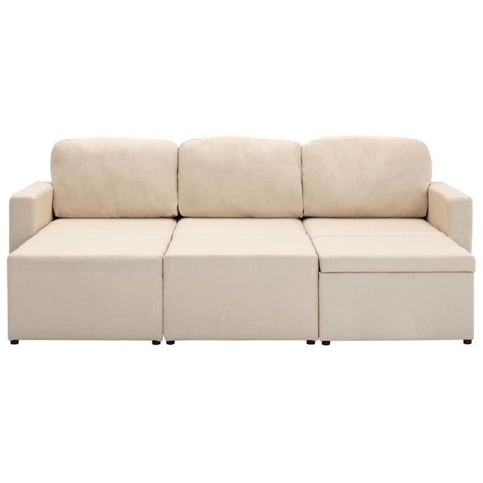 Canapea extensibilă modulară cu 3 locuri, crem, material textil WALTI