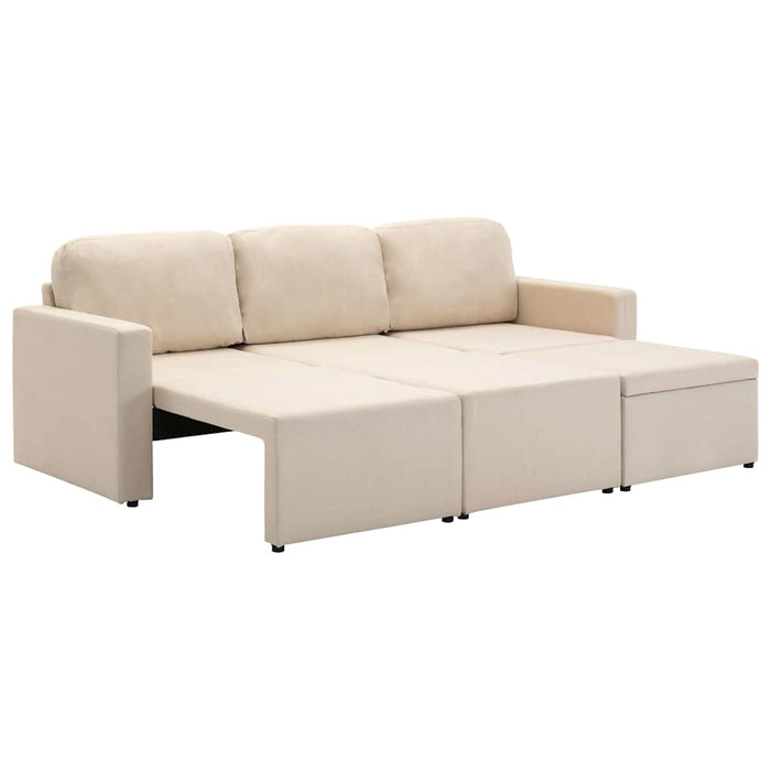 Canapea extensibilă modulară cu 3 locuri, crem, material textil WALTI