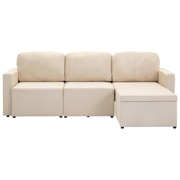 Canapea extensibilă modulară cu 3 locuri, crem, material textil WALTI