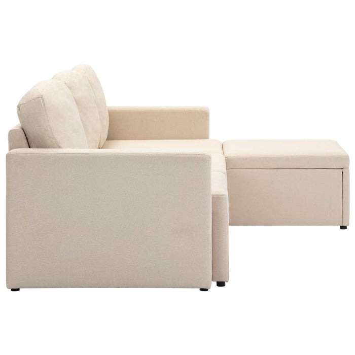 Canapea extensibilă modulară cu 3 locuri, crem, material textil WALTI