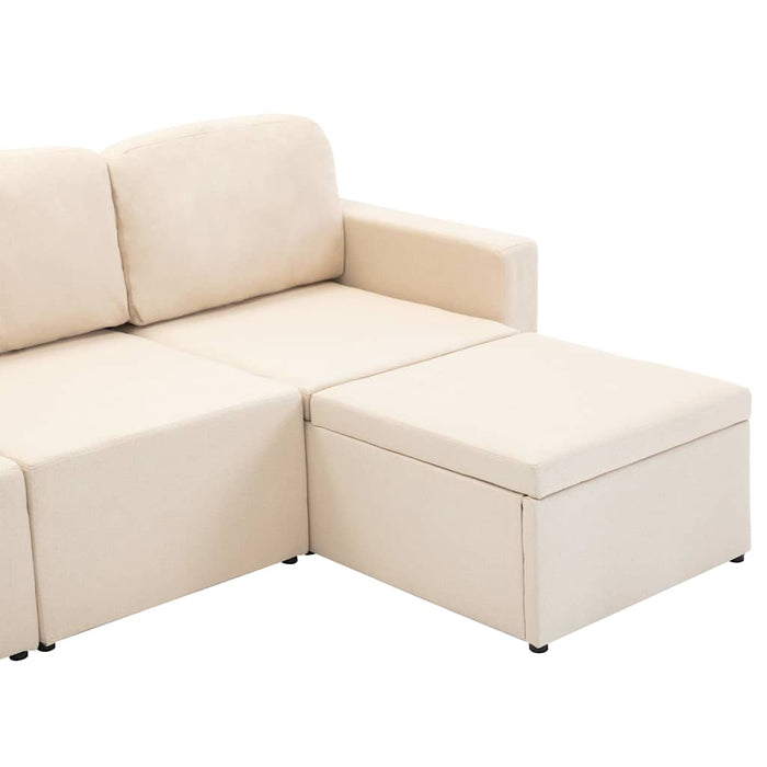 Canapea extensibilă modulară cu 3 locuri, crem, material textil WALTI