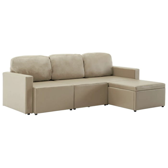 Canapea extensibilă modulară, 3 locuri, cappuccino, piele eco WALTI