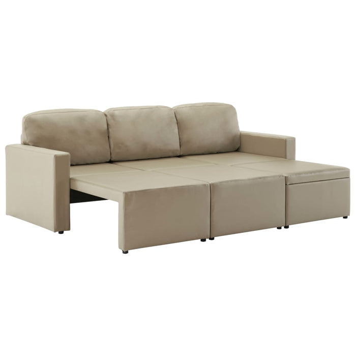 Canapea extensibilă modulară, 3 locuri, cappuccino, piele eco WALTI