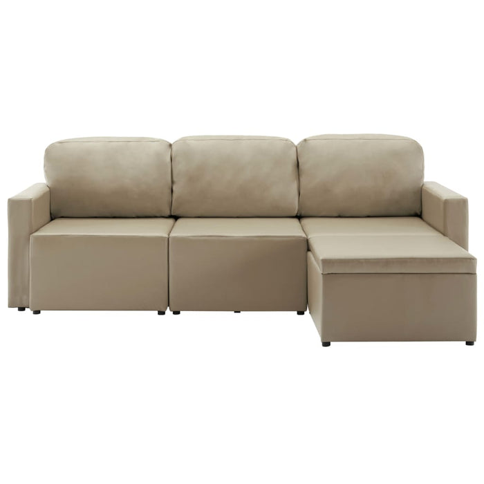 Canapea extensibilă modulară, 3 locuri, cappuccino, piele eco WALTI