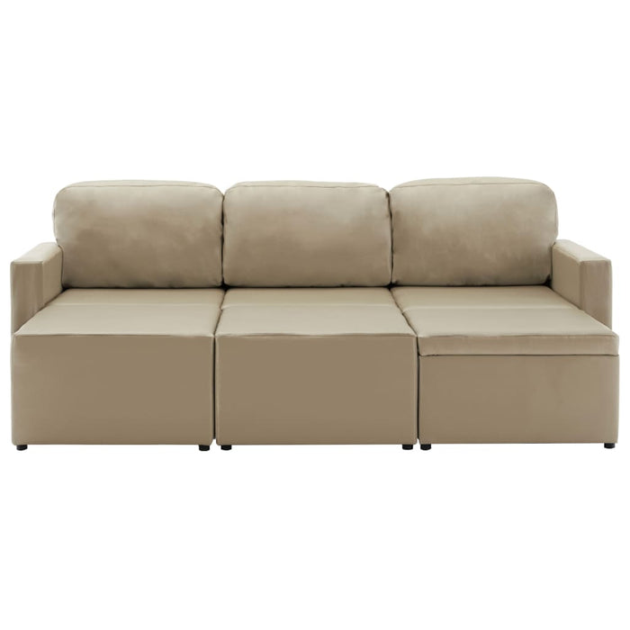 Canapea extensibilă modulară, 3 locuri, cappuccino, piele eco WALTI