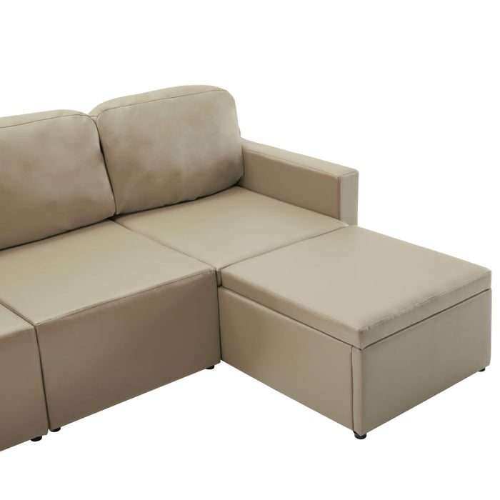 Canapea extensibilă modulară, 3 locuri, cappuccino, piele eco WALTI