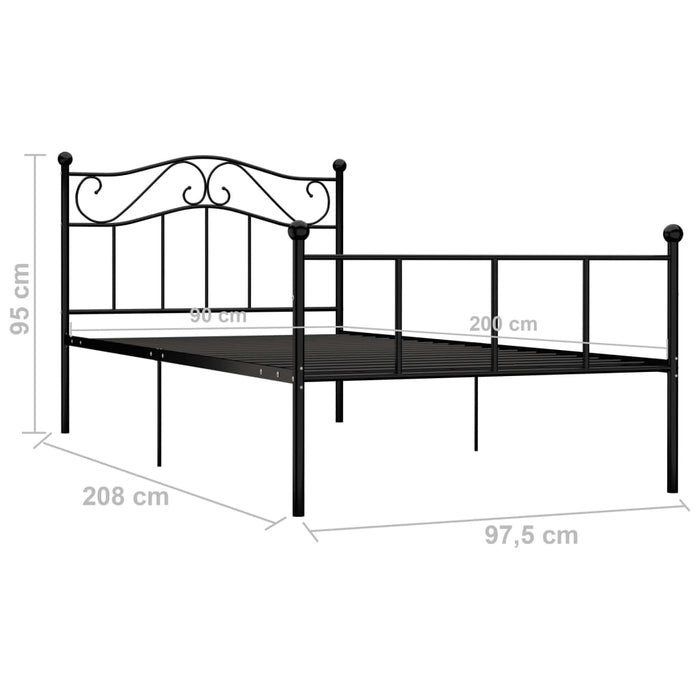 Cadru de pat, negru, 90 x 200 cm, metal - WALTI WALTI