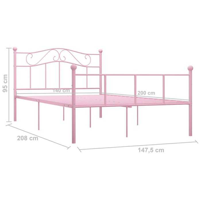 Cadru de pat, roz, 140 x 200 cm, metal - WALTI WALTI