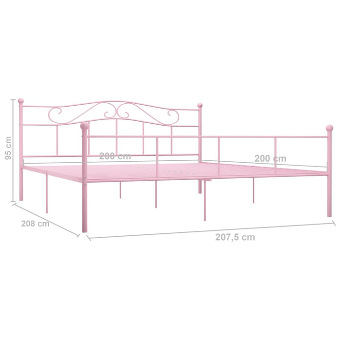 Cadru de pat, roz, 200 x 200 cm, metal - WALTI WALTI