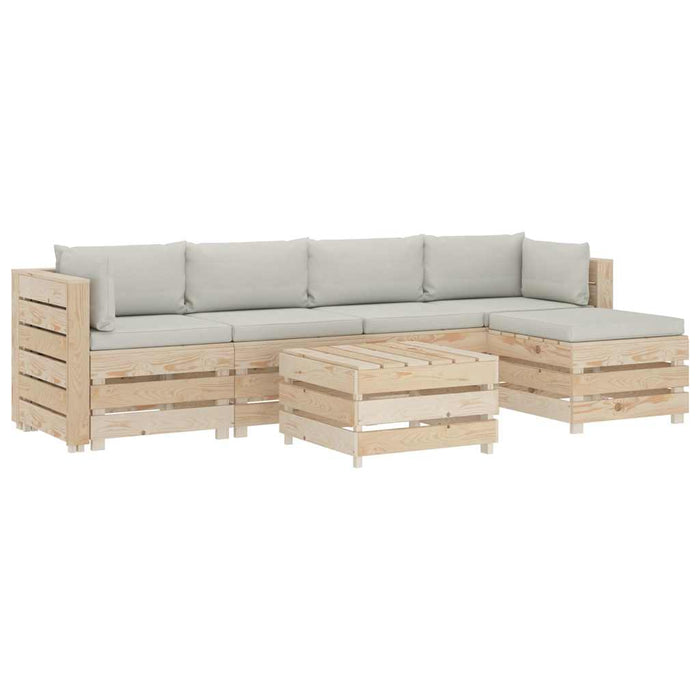Set mobilier de grădină paleți cu perne bej, 6 piese, lemn WALTI