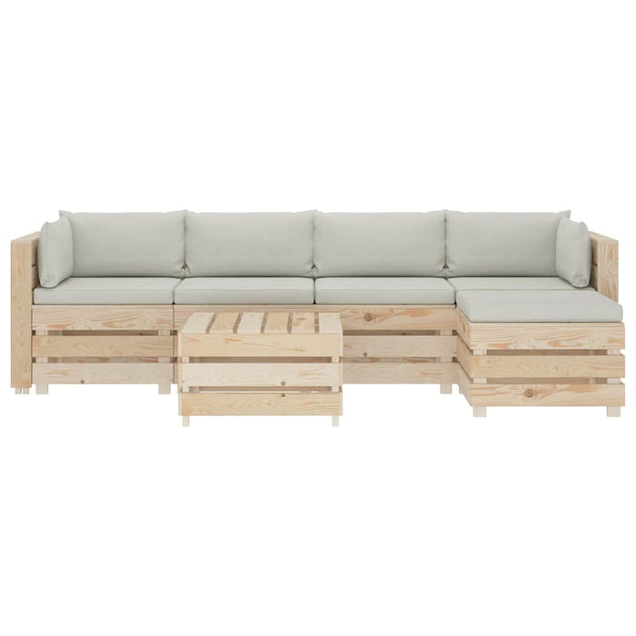 Set mobilier de grădină paleți cu perne bej, 6 piese, lemn WALTI