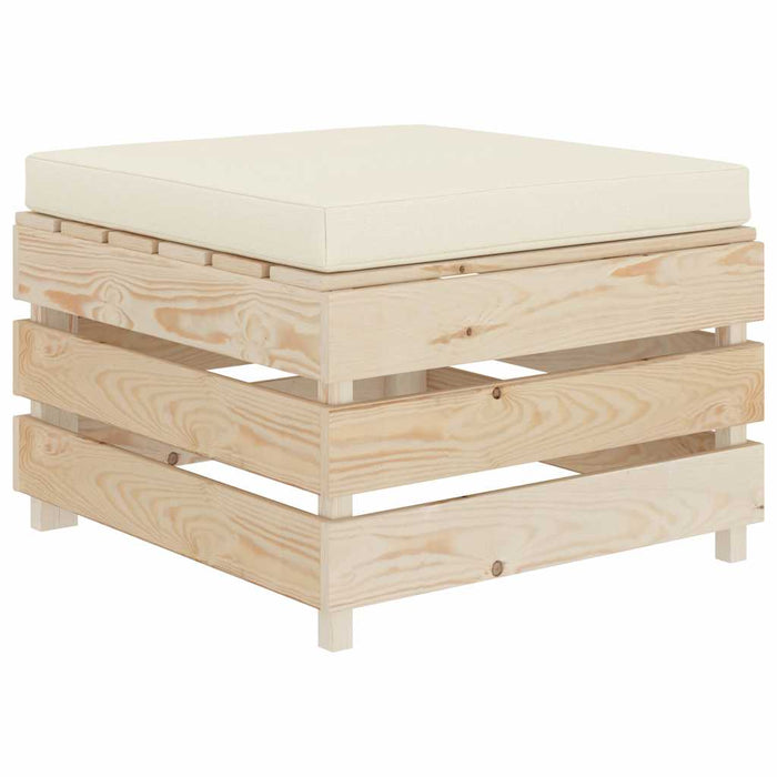 Set mobilier de grădină paleți cu perne crem, 6 piese, lemn WALTI