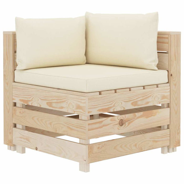 Set mobilier de grădină paleți cu perne crem, 6 piese, lemn WALTI
