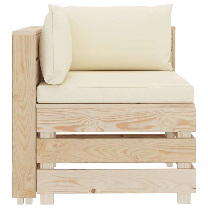 Set mobilier de grădină paleți cu perne crem, 6 piese, lemn WALTI