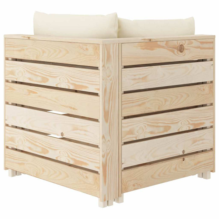 Set mobilier de grădină paleți cu perne crem, 6 piese, lemn WALTI
