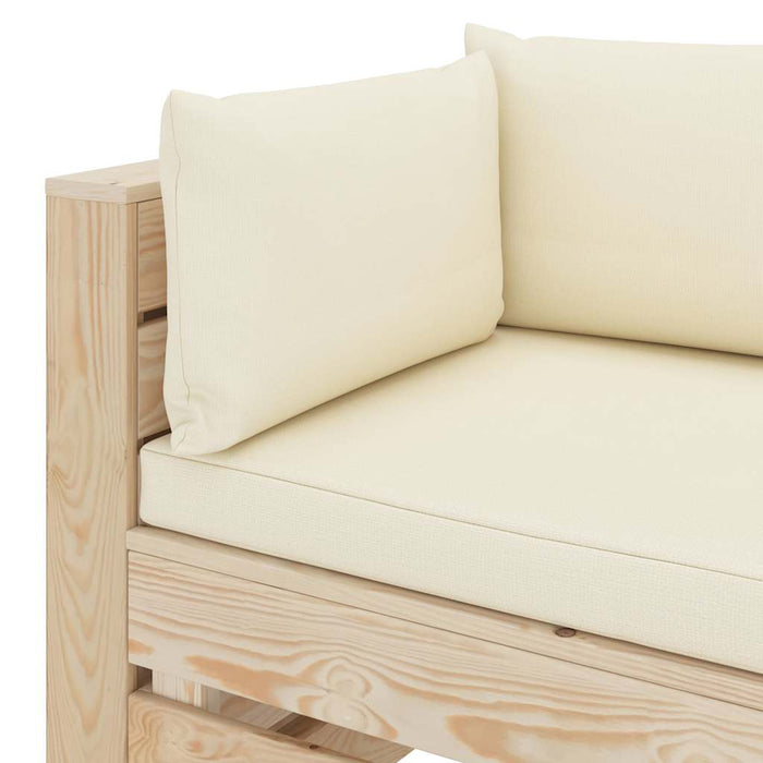 Set mobilier de grădină paleți cu perne crem, 6 piese, lemn WALTI