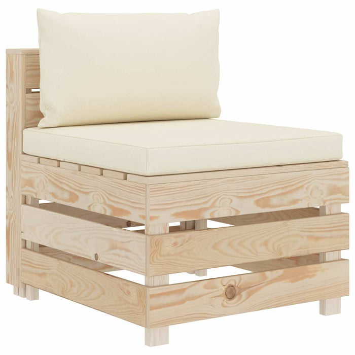 Set mobilier de grădină paleți cu perne crem, 6 piese, lemn WALTI
