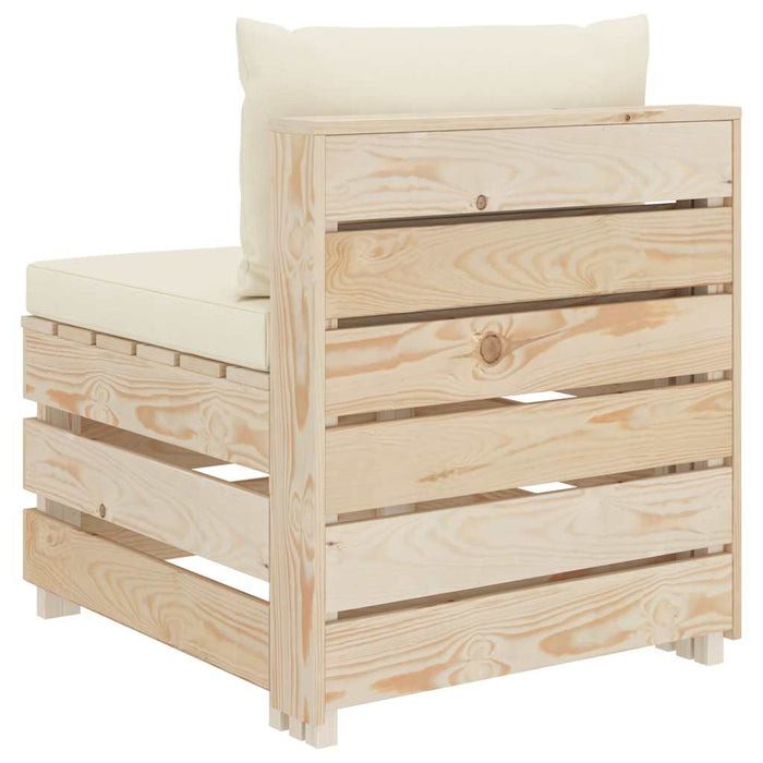Set mobilier de grădină paleți cu perne crem, 6 piese, lemn WALTI